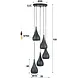 Portland Hanglamp Punch getrapt 5-lichts / Zwart bruin