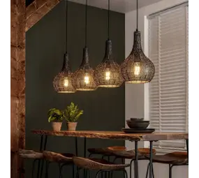 Portland Hanglamp Armor Cone 4-lichts / Zwart bruin