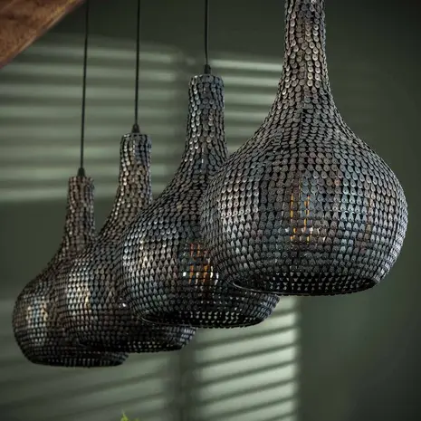 Portland Hanglamp Armor Cone 4-lichts / Zwart bruin