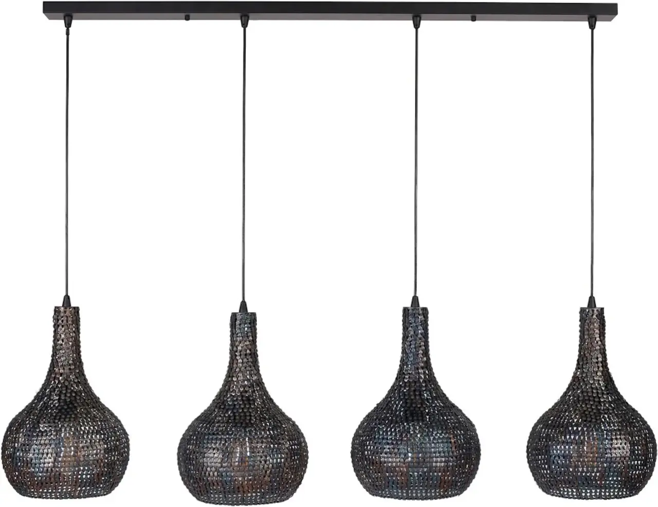 Portland Hanglamp Armor Cone 4-lichts / Zwart bruin