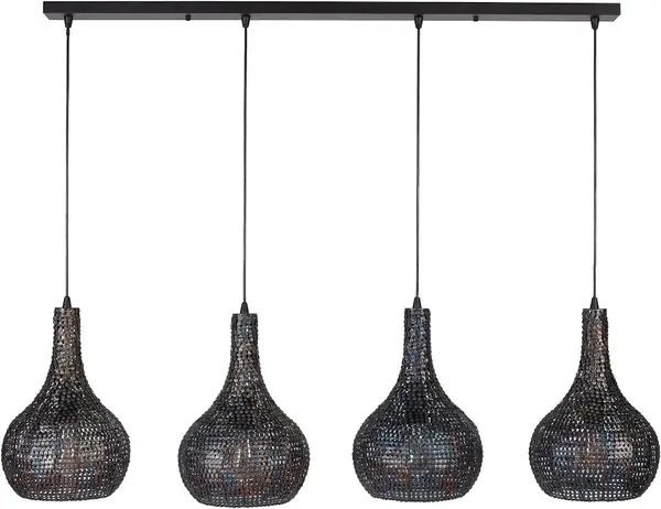 Portland Hanglamp Armor Cone 4-lichts / Zwart bruin