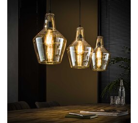 Portland Hanglamp Glass Cone 3-lichts / Oud zilver