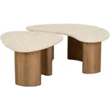 Portland Salontafel Romano organisch set van 2 / Keramiek travertin