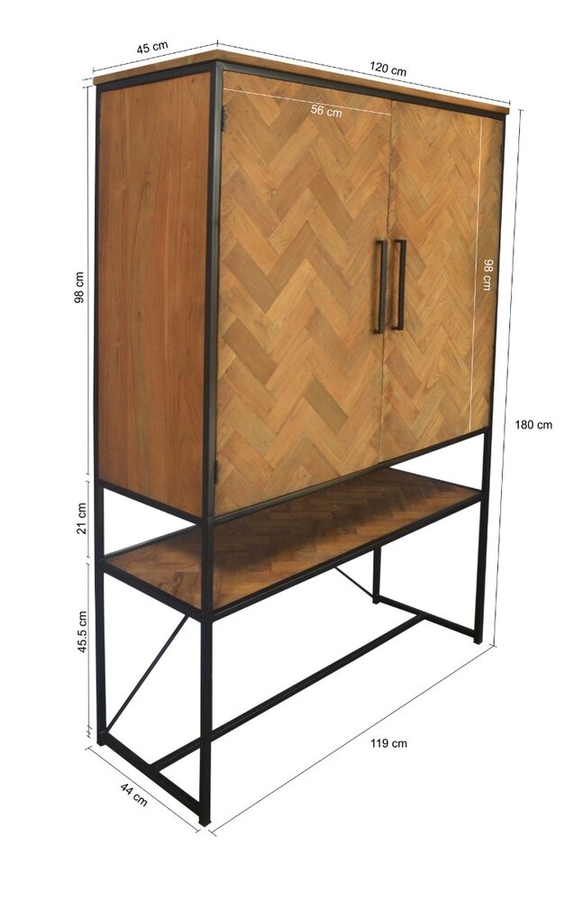 Livingfurn Dichte kast Accent 120 cm Teakhout