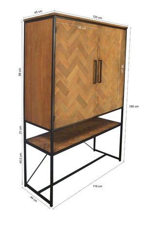 Livingfurn Dichte kast Accent 120 cm Teakhout