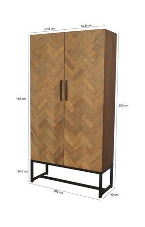 Livingfurn Dichte kast Accent Big 105 cm teakhout