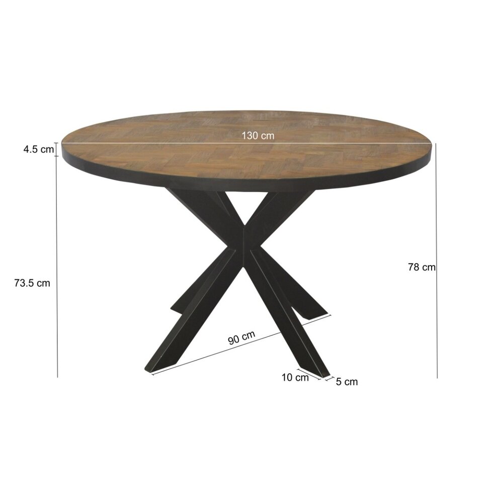 Livingfurn Ronde eettafel 130cm Accent | visgraat teakhout
