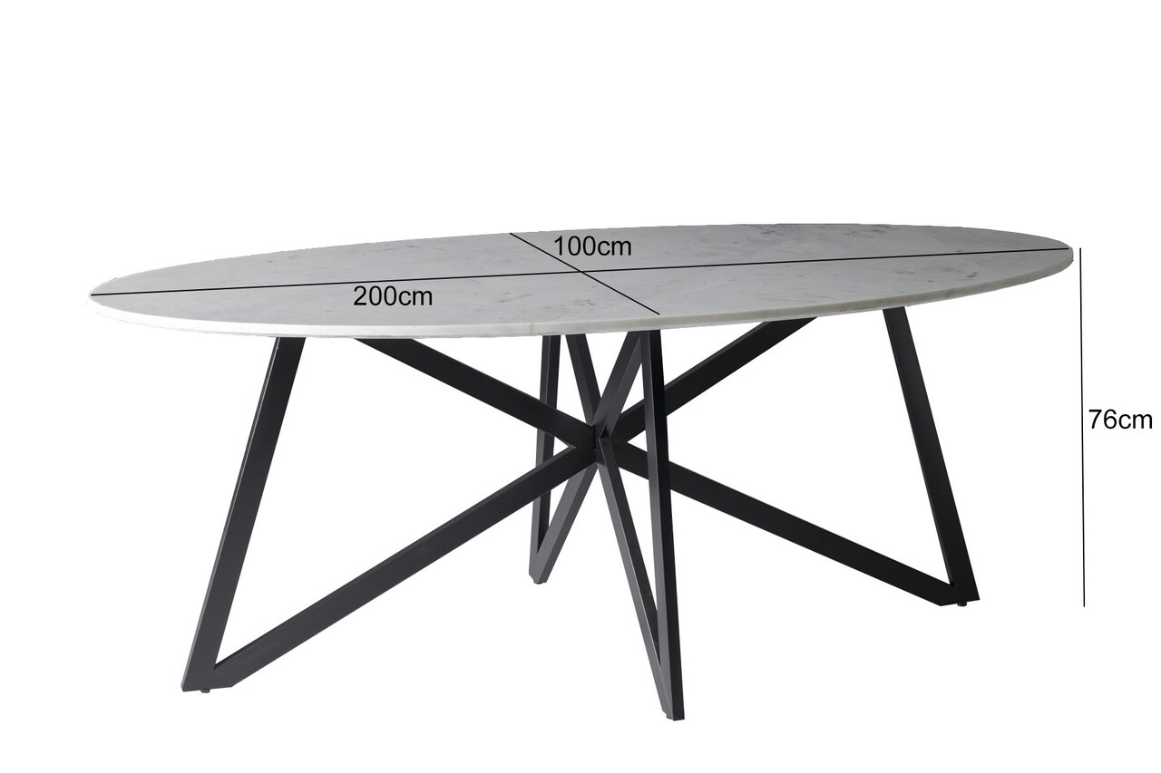 Livingfurn DT- Marble Oval Web White 200cm