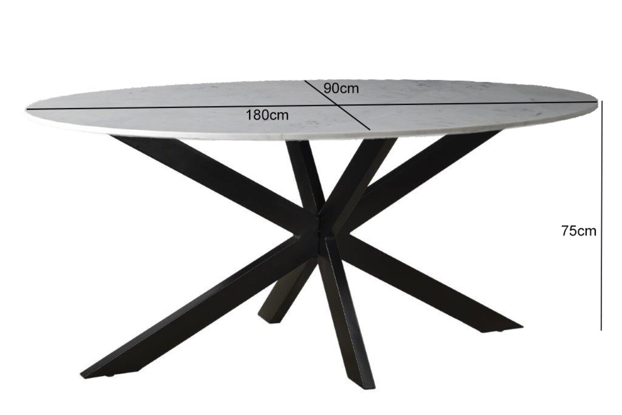 Livingfurn Marble Oval Spider White 180cm