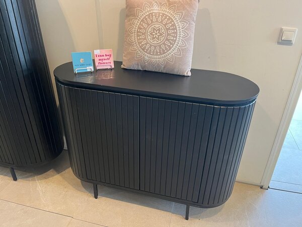 Dressoir Pedrera zwart 115 cm mangohout ribbel