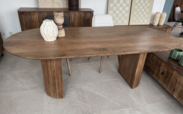 Eettafel Avila mangohout conische poot 220 cm - Leverbaar medio juli