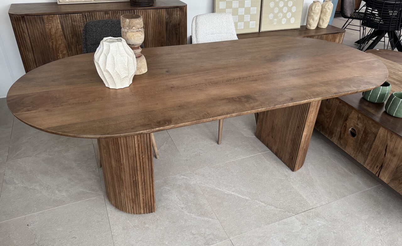 Eettafel Avila mangohout conische poot 220 cm - Leverbaar medio juli