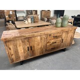 Dressoir Madrid 200 cm mangohout metaal zwart
