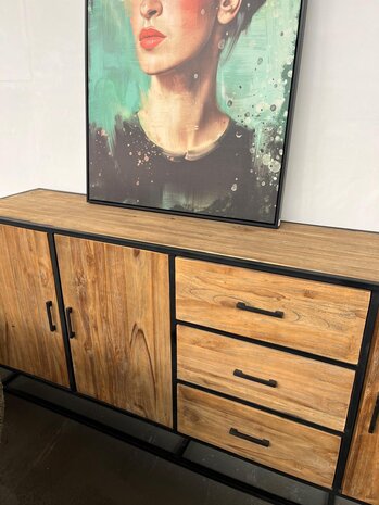 Livingfurn Dressoir Industrieel mangohout 220 cm