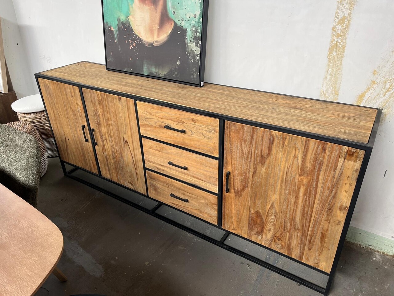 Livingfurn Dressoir Industrieel mangohout 220 cm