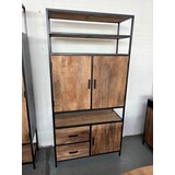 Livingfurn Dichte kast mangohout metaal zwart