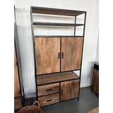 Dichte kast mangohout metaal zwart