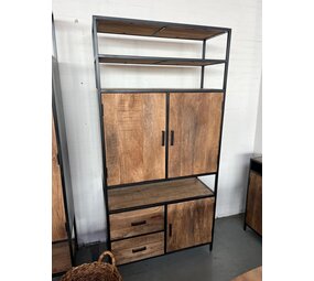 Dichte kast mangohout metaal zwart