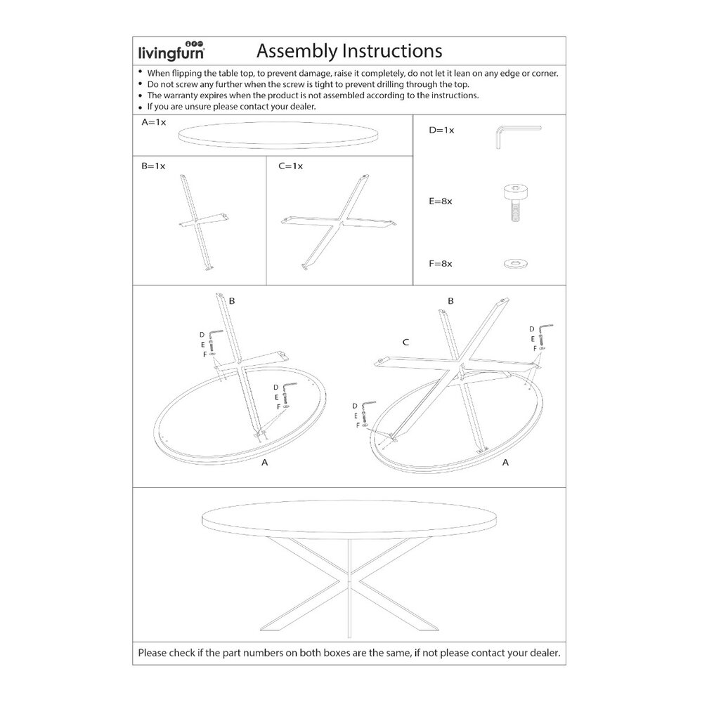 Livingfurn 10x Jacky Marble White 130 cm