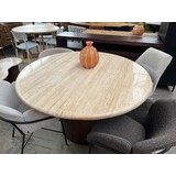 Livingfurn Ronde eettafel marmer beige conische poot bruin