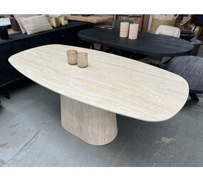 Eettafel Centro deens ovaal 180cm / Keramiek travertin