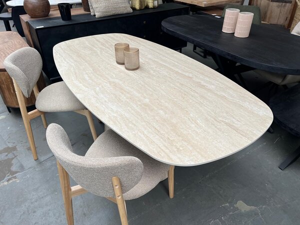 Eettafel Centro deens ovaal 180cm / Keramiek travertin
