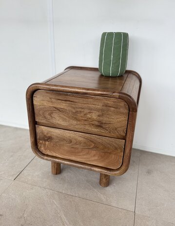 Nachtkast Palma | Houten Poot | 2 Lades | Mangohout Nachtkast Palma | Houten Poot | 2 Lades | Mangohout