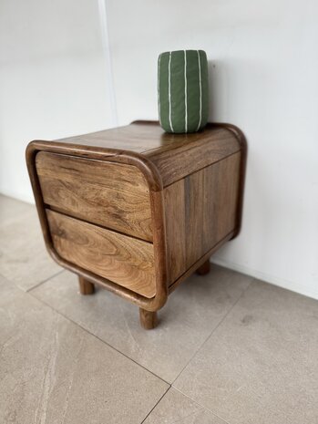 Nachtkast Palma | Houten Poot | 2 Lades | Mangohout Nachtkast Palma | Houten Poot | 2 Lades | Mangohout