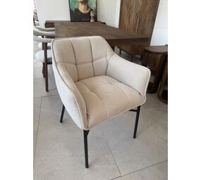 Set van 4 eetkamerstoelen beige | zwart metalen poot