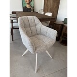 Set van 4 eetkamerstoelen taupe | beige frame | draaibaar Set van 4 eetkamerstoelen taupe | beige frame | draaibaar