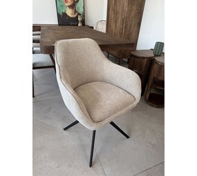 Set van 6 eetkamerstoelen taupe | zwart frame | draaibaar