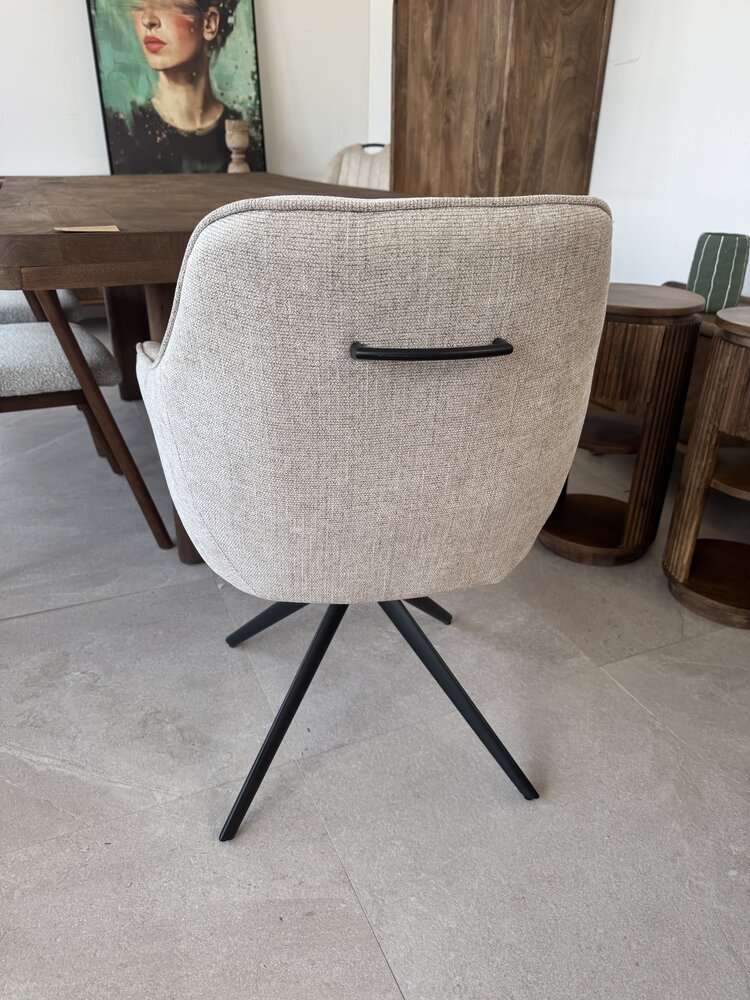 Set van 6 eetkamerstoelen taupe | zwart frame | draaibaar