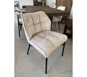 Set van 6 eetkamerstoelen velvet champagne | zwart frame