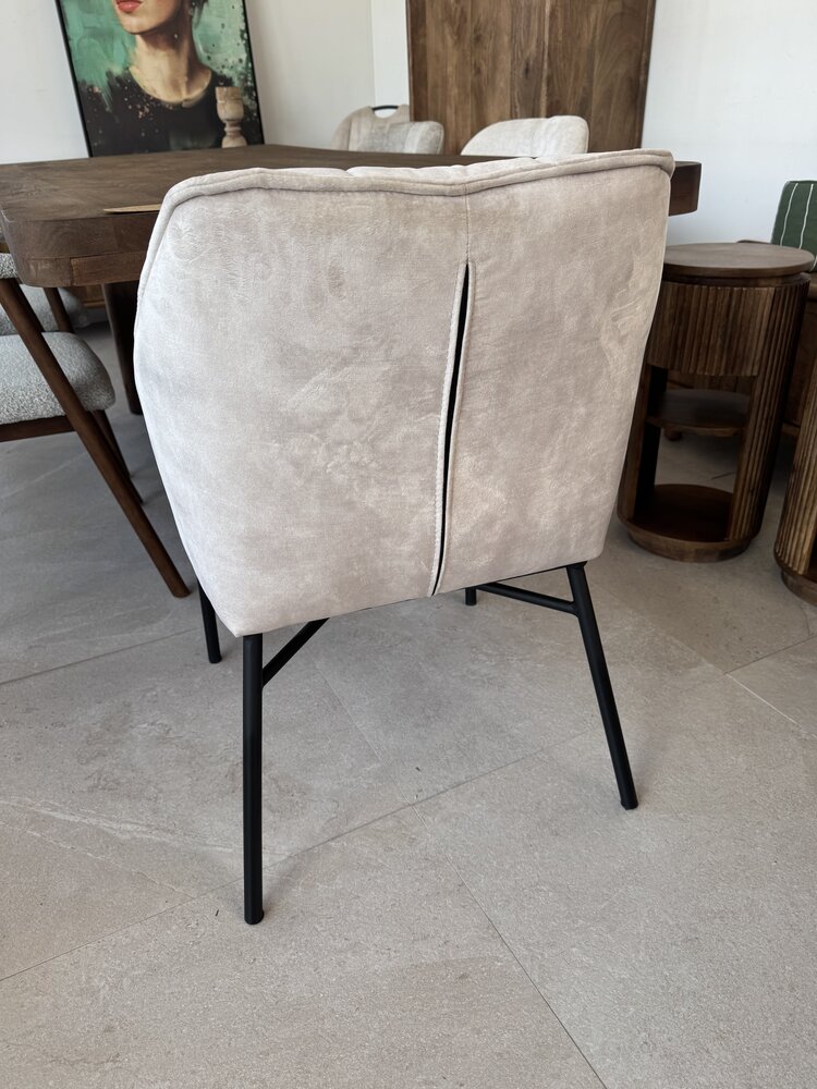 Set van 6 eetkamerstoelen velvet champagne | zwart frame