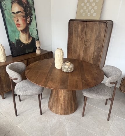 Eettafel rond mango moreno - houten poot Eettafel rond mango moreno - houten poot
