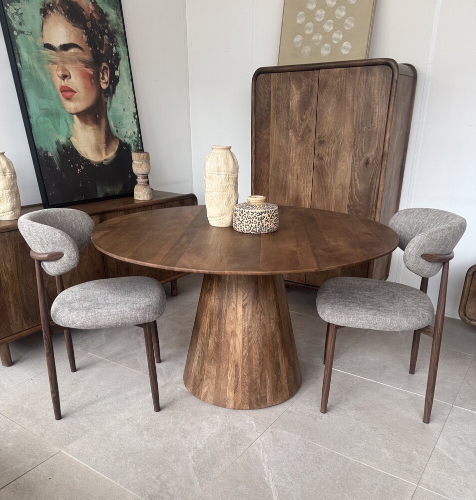 Eettafel rond mango moreno - houten poot Eettafel rond mango moreno - houten poot