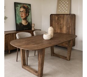 Eettafel Deens Ovaal | Houten Poot | Mangohout | 200 en 270 cm Eettafel Deens Ovaal | Houten Poot | Mangohout | 200 en 270 cm