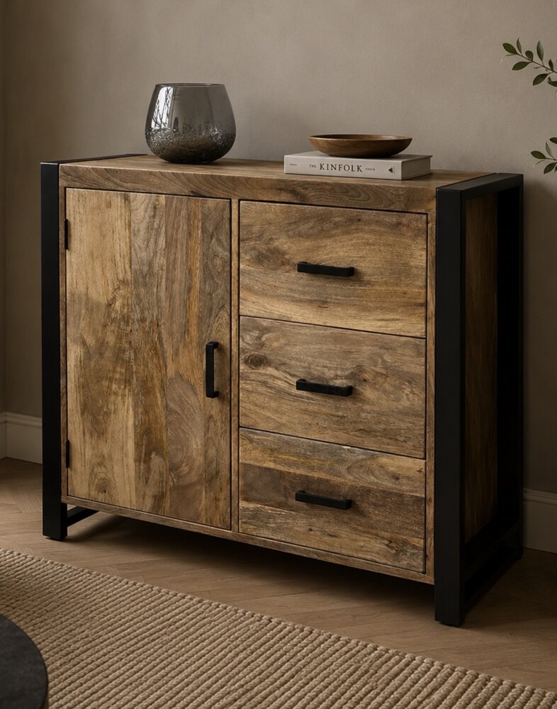 Dressoir New York Britt 100 cm mangohout - Leverbaar medio september Dressoir New York Britt 100 cm mangohout - Leverbaar medio september