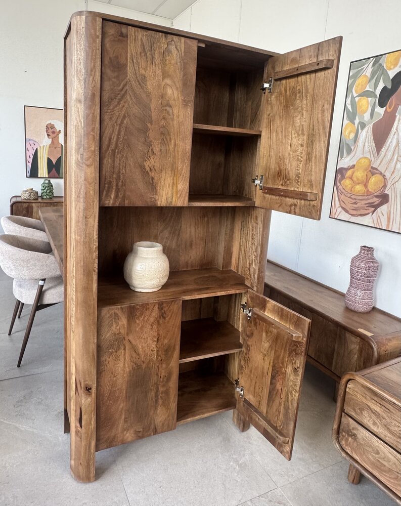 Kast Gerona | 4 deuren | open vak | mangohout Kast Gerona | 4 deuren | open vak | mangohout