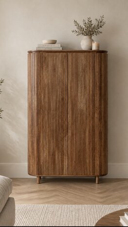 Kast Pedrera | mangohout ribbel | retro | houten poot - Leverbaar januari Kast Pedrera | mangohout ribbel | retro | houten poot - Leverbaar januari