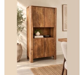 Kast Gerona | 4 deuren | open vak | mangohout Kast Gerona | 4 deuren | open vak | mangohout