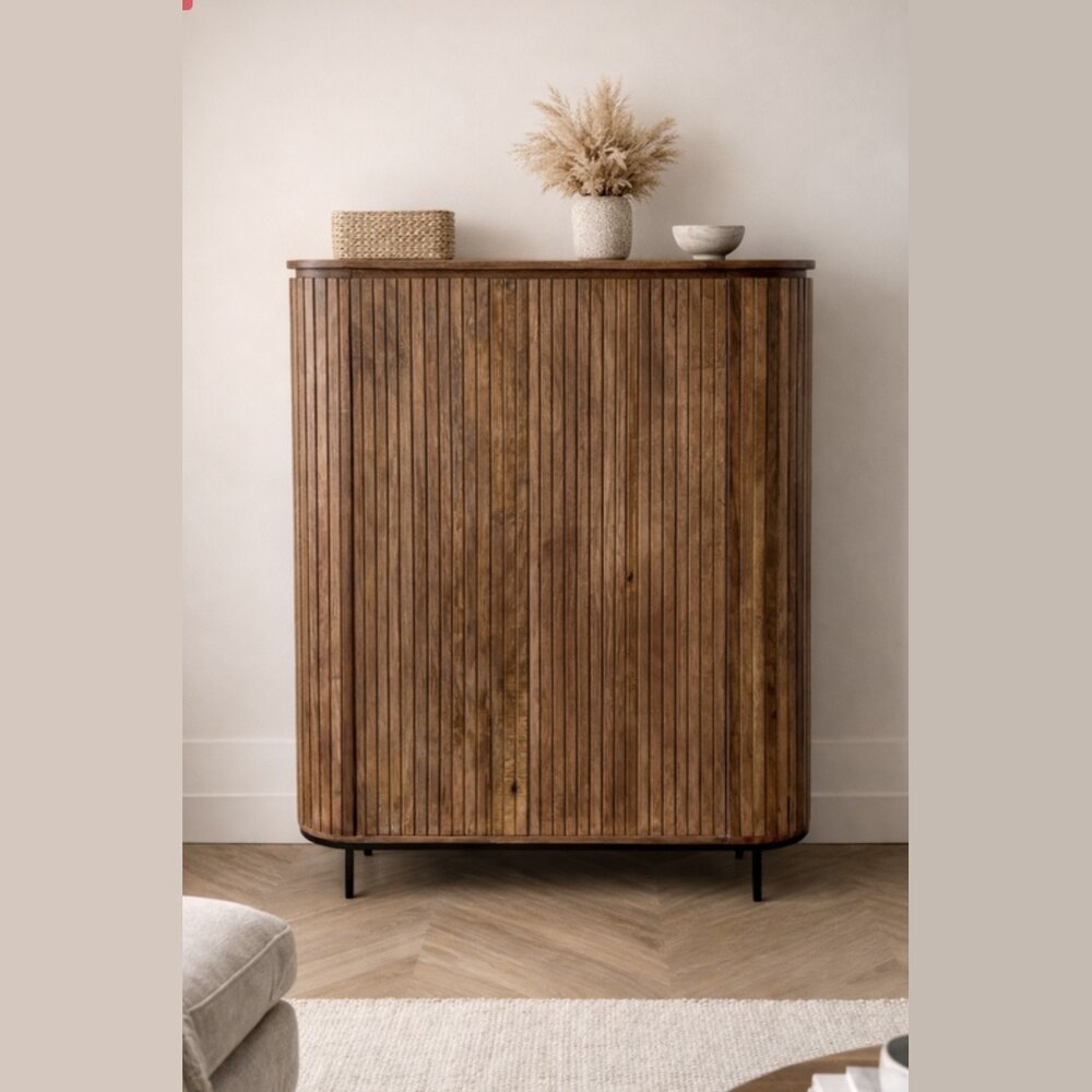 Kast Pedrera mangohout ribbel - Retro Kast Pedrera mangohout ribbel - Retro