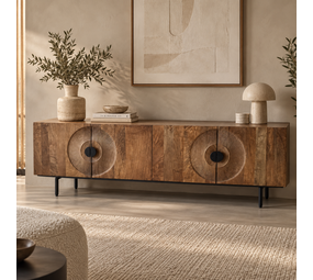 TV-meubel Altea carved mangohout - bruin of zwart - 180 TV-meubel Altea carved mangohout - bruin of zwart - 180