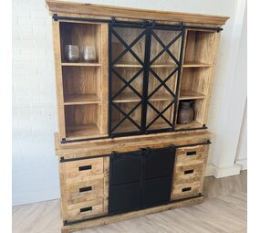 Kast Bilbao/ Lotte  200 cm Mangohout + metaal zwart  - Leverbaar medio december