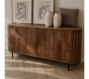 Dressoir Pedrera 210 cm retro mangohout ribbel - Leverbaar eind september Dressoir Pedrera 210 cm retro mangohout ribbel - Leverbaar eind september