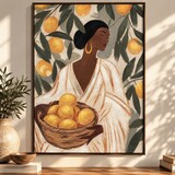Schilderij | Vrouw Met Fruit | 105 x 70 cm