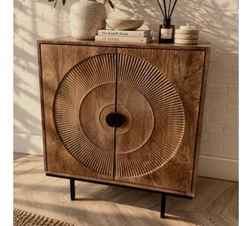 Dressoir Altea carved 80 cm mangohout moreno - Leverbaar medio oktober Dressoir Altea carved 80 cm mangohout moreno - Leverbaar medio oktober