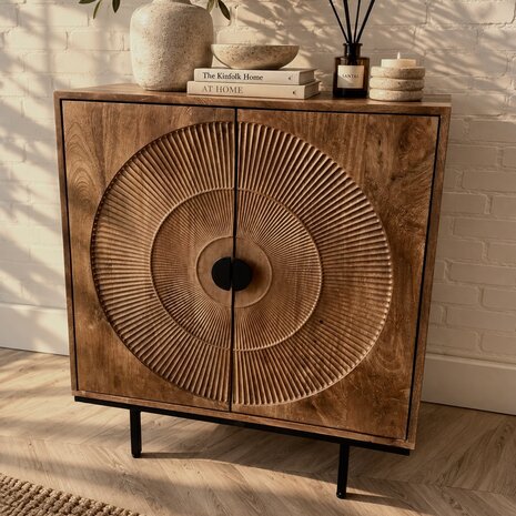 Dressoir Altea carved 80 cm mangohout moreno - Leverbaar medio oktober Dressoir Altea carved 80 cm mangohout moreno - Leverbaar medio oktober