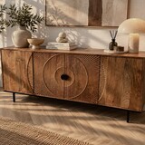 Dressoir Altea carved - zwart of bruin mangohout 180 cm Dressoir Altea carved - zwart of bruin mangohout 180 cm