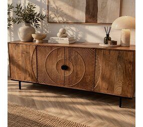 Dressoir Altea carved - zwart of bruin mangohout 180 cm Dressoir Altea carved - zwart of bruin mangohout 180 cm